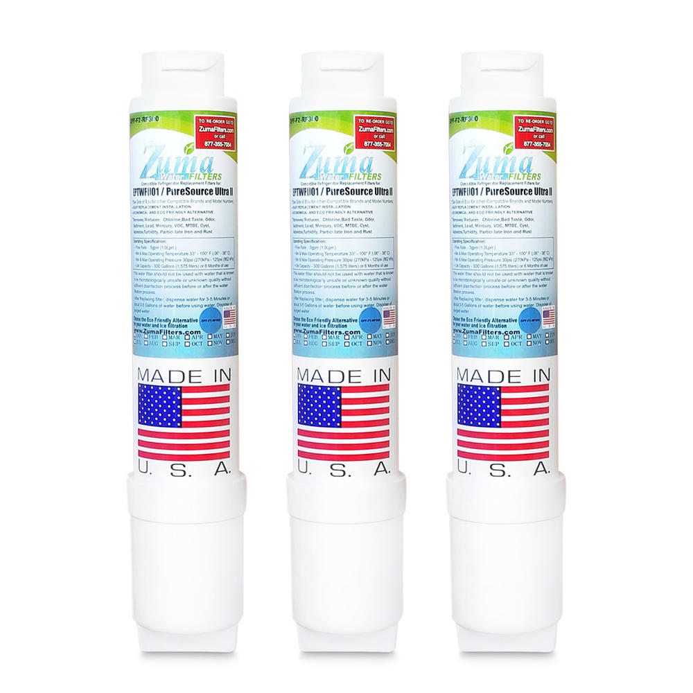 Zuma Filters ZUMA Brand , Water and Ice Filter , Model # OPFF2-RF300 , Compatible to FPBS2777RF0 - 3 Pack - Made in U.S.A.