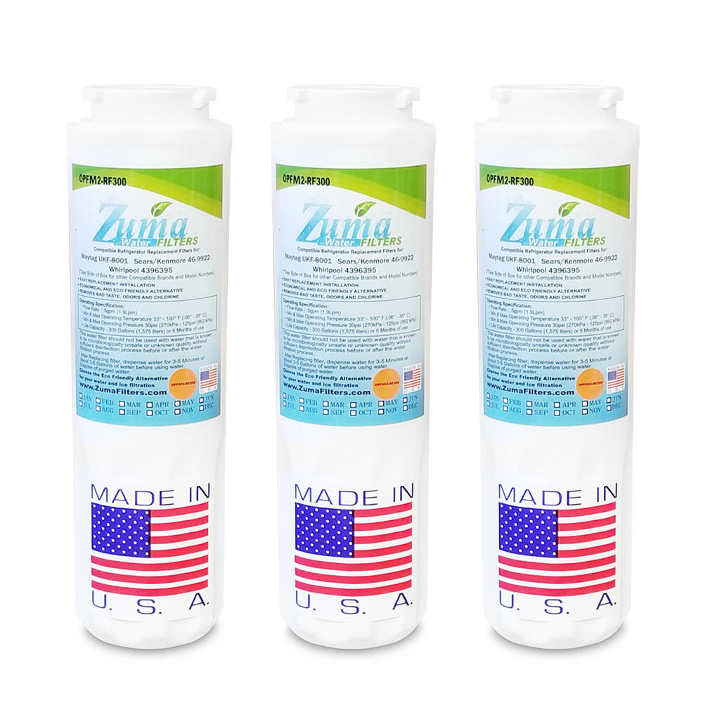 Zuma Filters ZUMA Brand , Water and Ice Filter , Model # OPFM2-RF300 , Compatible to Maytag&reg; 101412-D - 3 Pack - Made in U.S.A.