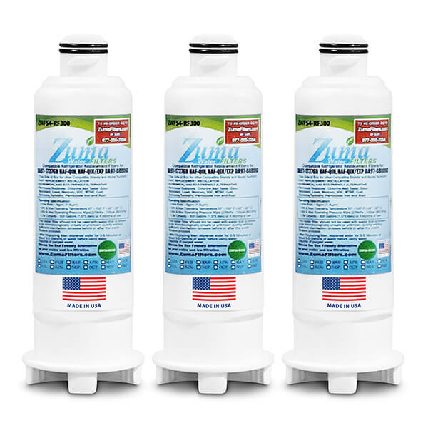 Zuma Filters ZUMA Brand , Refrigerator Water Filter , Model # ZWFS4-RF300 , Compatible to Samsung&reg; HAF-QIN/EXP - 3 Pack - Made in U.S.A.