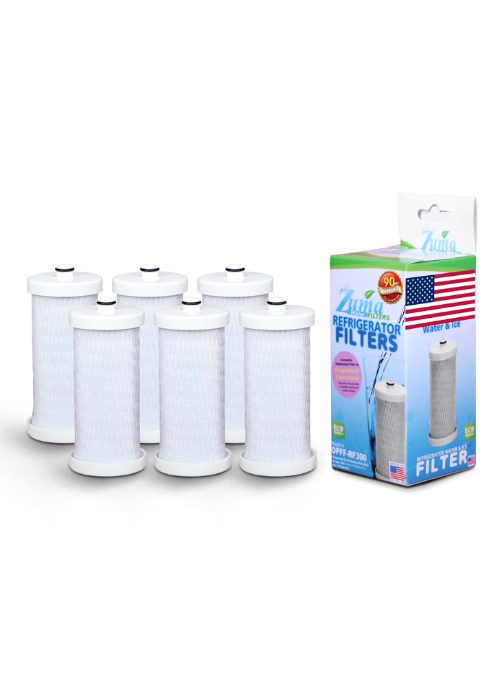 Zuma Filters ZUMA Brand , Water and Ice Filter , Model # OPFF-RF300 , Compatible to Frigidaire&reg; RF-100 - 6 Pack - Made in U.S.A.