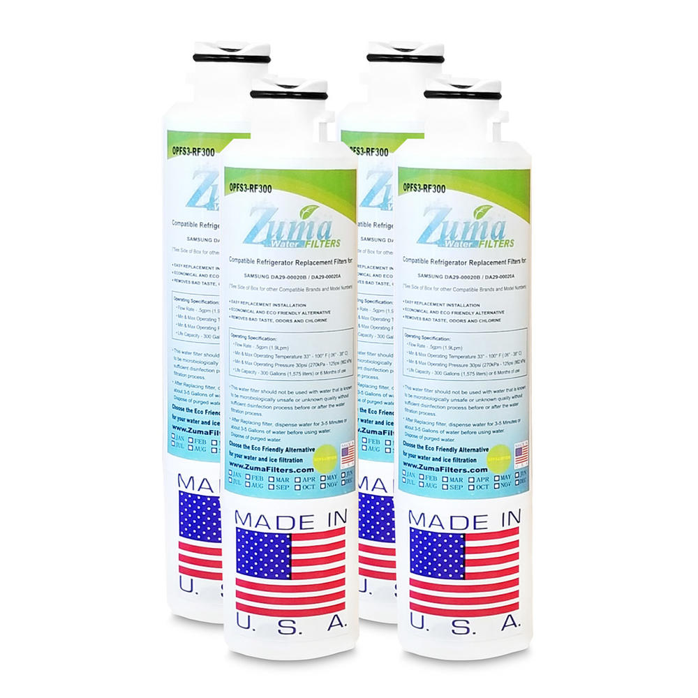 Zuma Filters ZUMA Brand , Water and Ice Filter , Model # OPFS3-RF300 , Compatible to RF23J9011SR/AA - 4 Pack - Made in U.S.A.