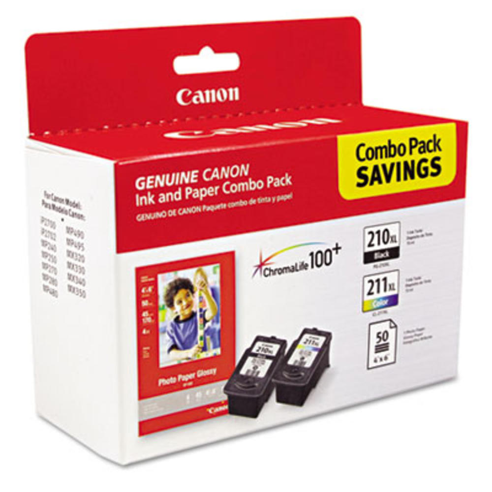 Canon Usa, Inc. 2973B004 2973B004 (PGI-210XL/CL-211XL) High-Yield Ink/Paper Combo, Black/Tri-Color