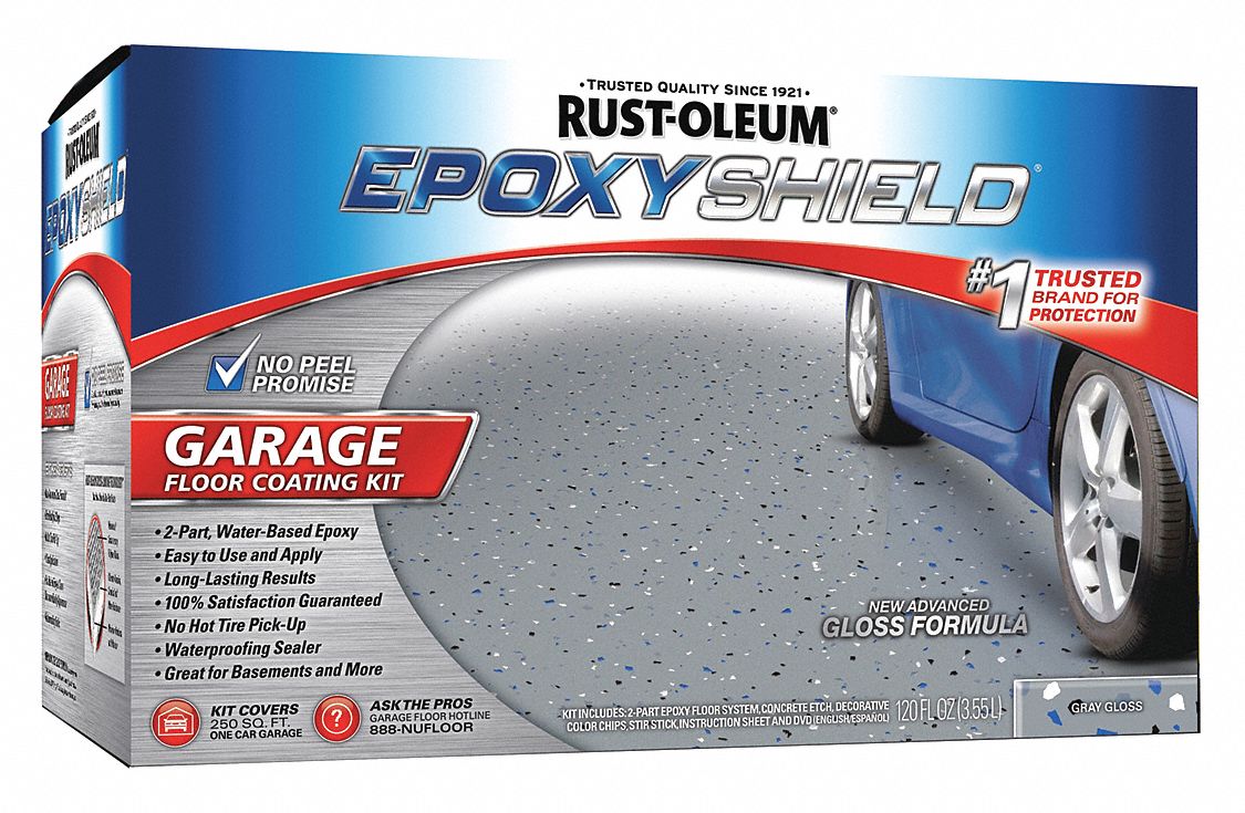 Rustoleum 251965 Epoxyshield Gloss Epoxy Garage Floor Kit, Gray, 120 fl. oz. 120 fl. oz. Gray