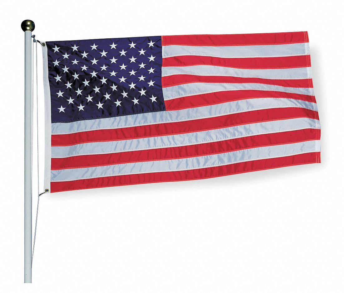 Tough-Tex 2710 Tough-Tex US Flag: 3 ft Ht, 5 ft Wd, Polyester, 20 ft Min. Flagpole Ht, Outdoor  2710