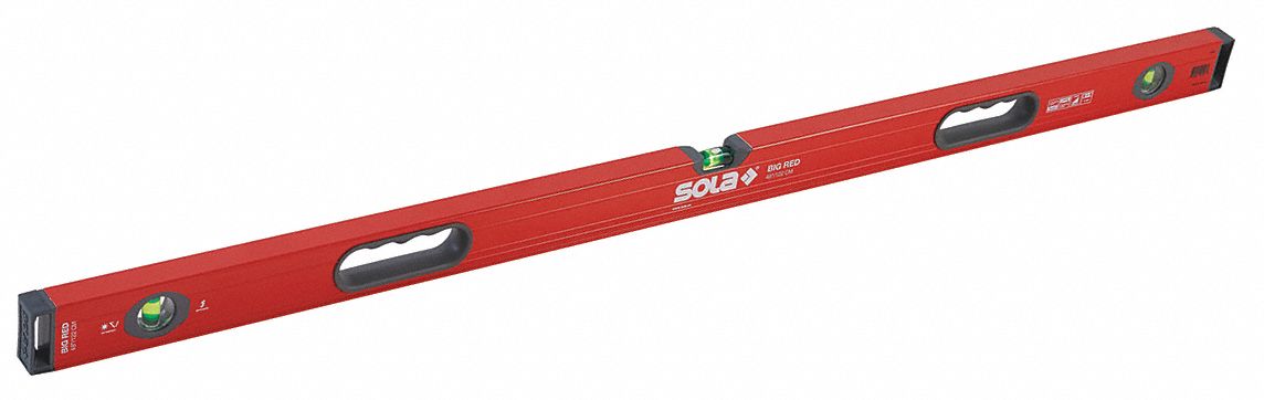 Sola&#174 Sola Levels Usa BR48 Sola Alloy 6063 Aluminum Box Level, 48" Length, Nonmagnetic, Top Read: Yes Red   BR48