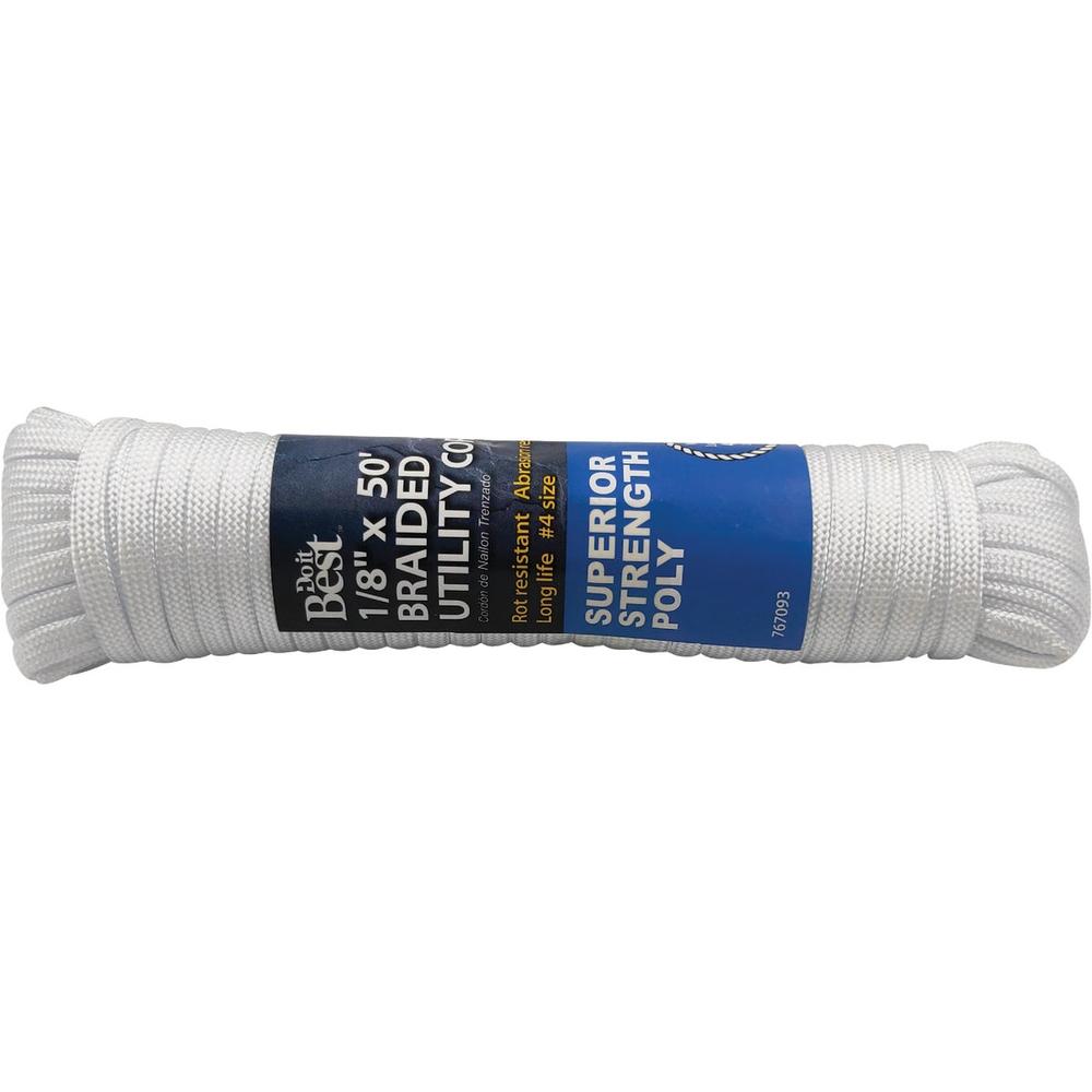 SIM Supply, Inc. 767093 Do it Best 1/8 In. x 50 Ft. White Braided Polypropylene Paracord 767093