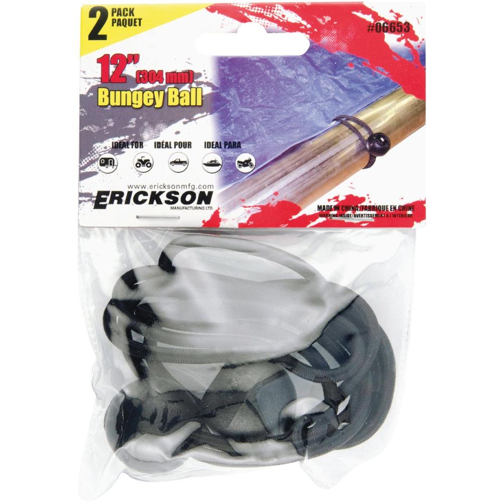 Erickson 06653 Erickson 1/8 In. x 12 In. Bungey Balls Bungee Cord, Black (2-Pack) 06653