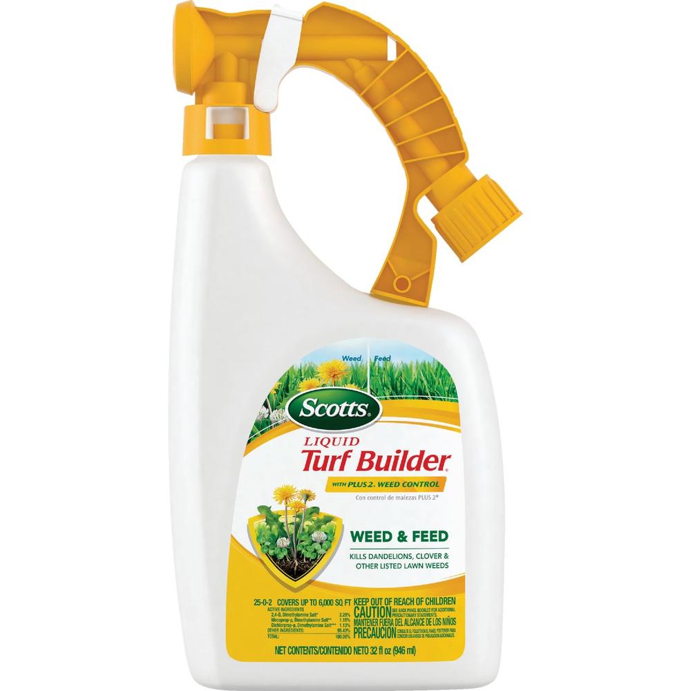 Turf Builder Scotts 5621130 Scotts Turf Builder Weed & Feed 32 Oz. 6000 Sq. Ft. Liquid Lawn Fertilizer with Plus 2 Weed Control 5621130