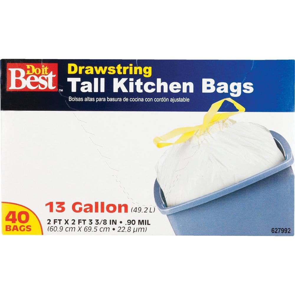 SIM Supply, Inc. 627992 Do it Best 13 Gal. Tall Kitchen White Trash Bag (40-Count) 627992