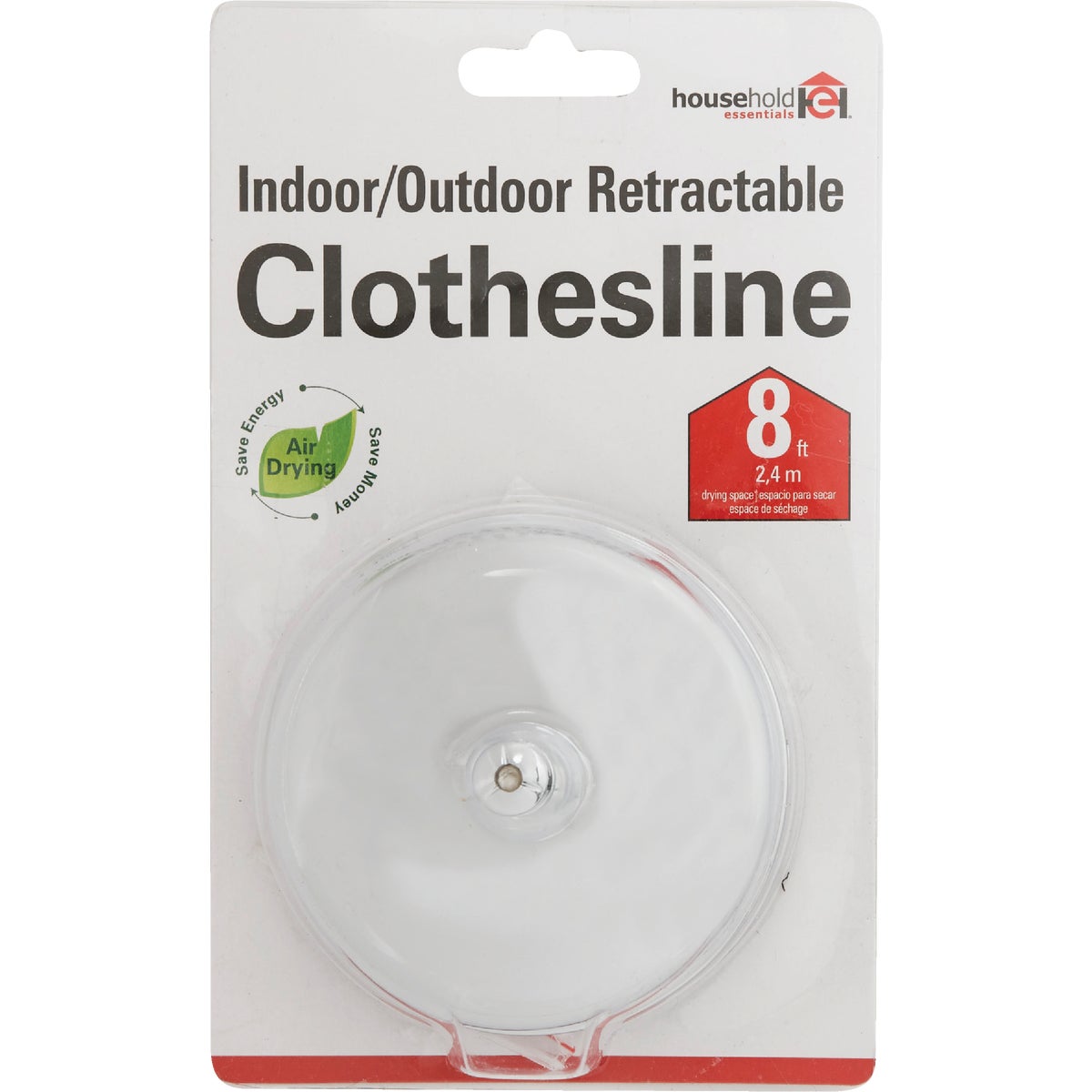 Household Essentials HHH-8 Household Essentials 8 Ft. 6.6 Lb. Capacity Stainless Steel Retractable Clothesline HHH-8