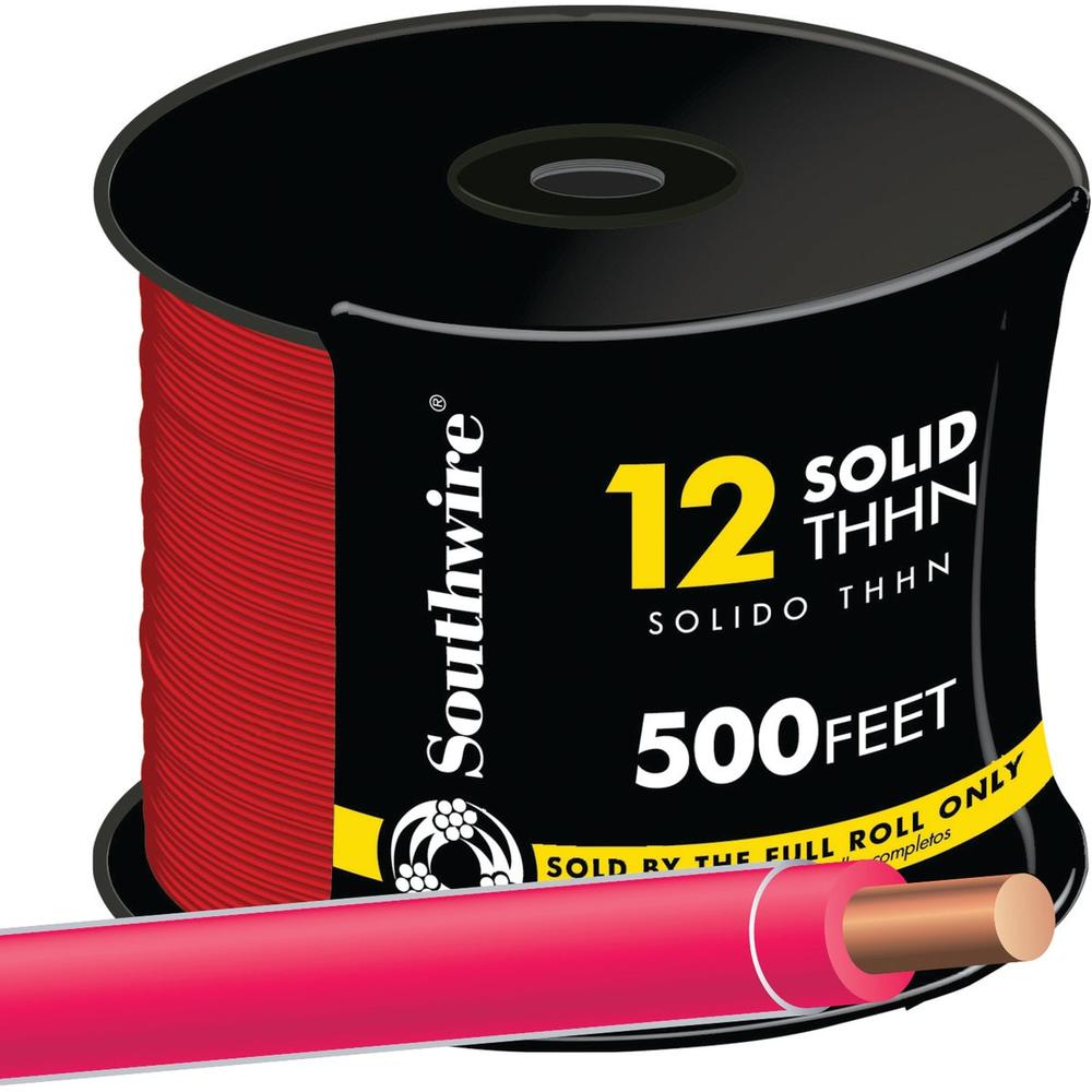 Southwire 11589958 Southwire 500 Ft. 12 AWG Solid Red THHN Electrical Wire 11589958