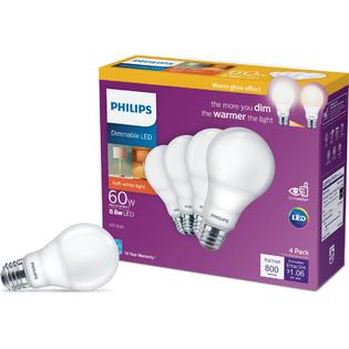 Philips 548396 Philips Warm Glow 60w Equivalent Soft White A19 Medium Dimmable Led Light Bulb 4 Pack 548396