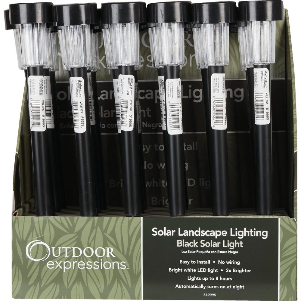 Outdoor Expressions ESL-60-2(24) Outdoor Expressions Black 2.10 Lumens Metal Mini Solar Path Light ESL-60-2(24) Pack of 24