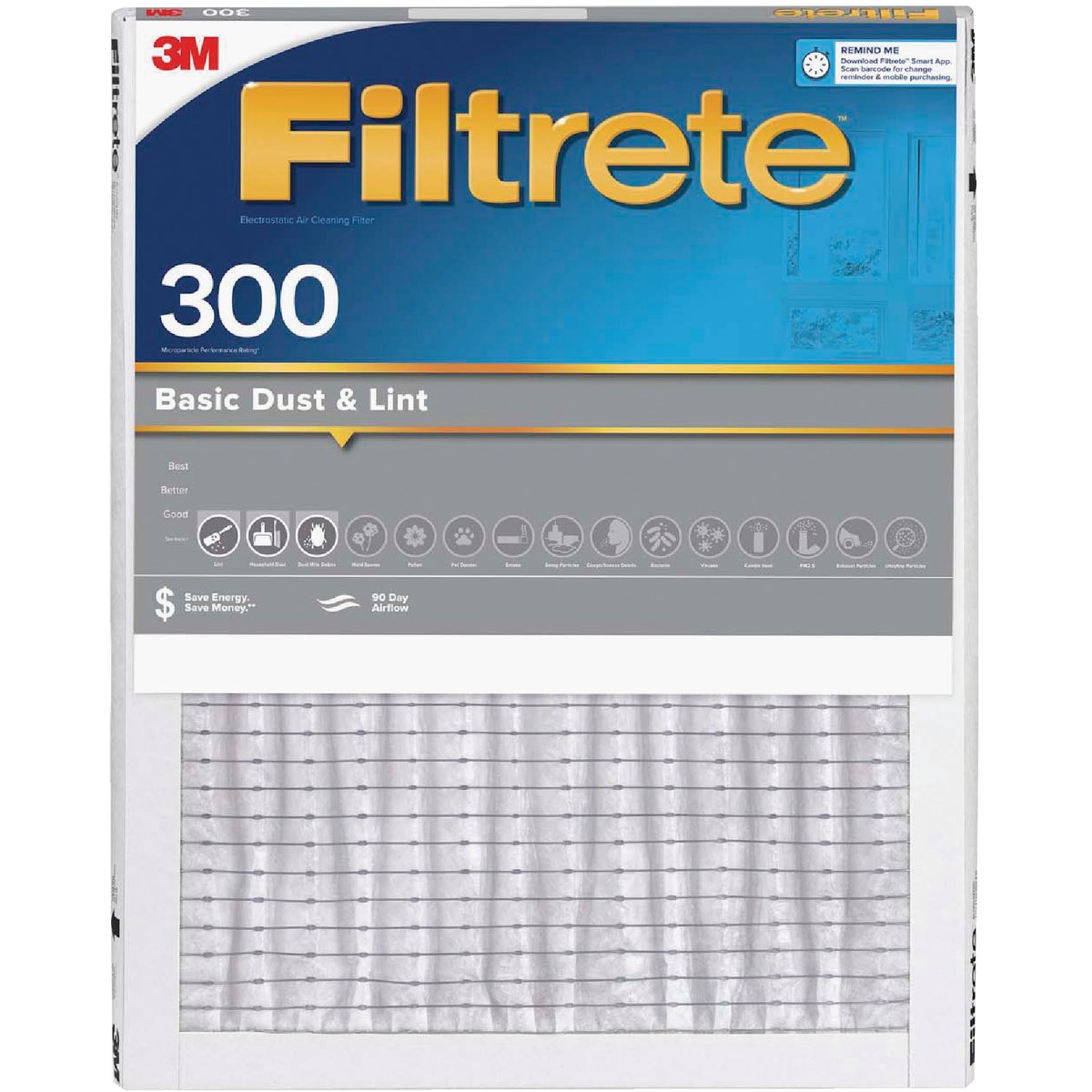 3M Filtrete 300-4 Filtrete 16 In. x 20 In. x 1 In. 300 MPR Basic Dust & Lint Furnace Filter, MERV 5 300-4 Pack of 4