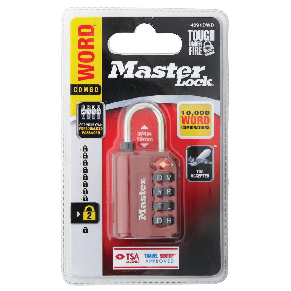 Master Lock 4691DWD Master Lock 1-3/8 In. WORD Combination Luggage Lock (TSA-Accepted) 4691DWD
