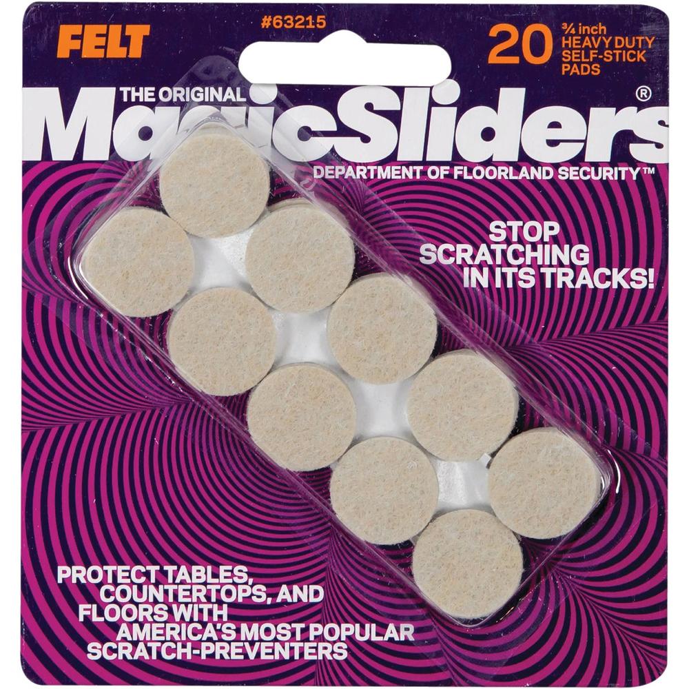 Magic Sliders 63215 Magic Sliders 3/4 In. Oatmeal Self Adhesive Felt Pads,(20-Count) 63215