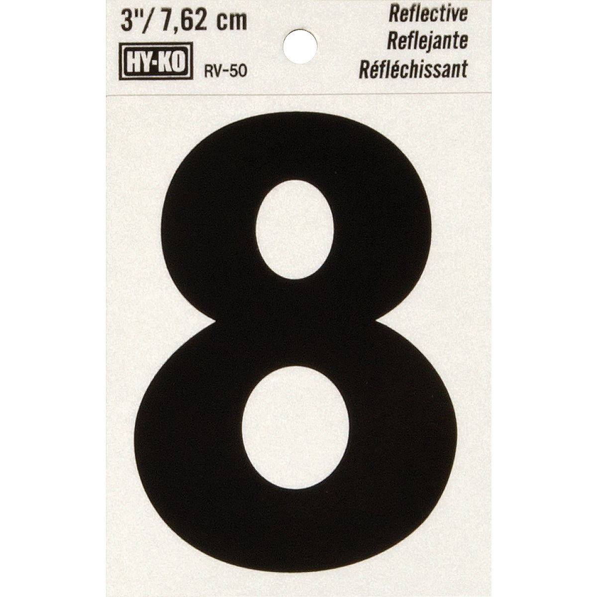 Hy-Ko Products Hy-Ko RV-50-8 Hy-Ko Vinyl 3 In. Reflective Adhesive Number Eight RV-50-8 Pack of 10