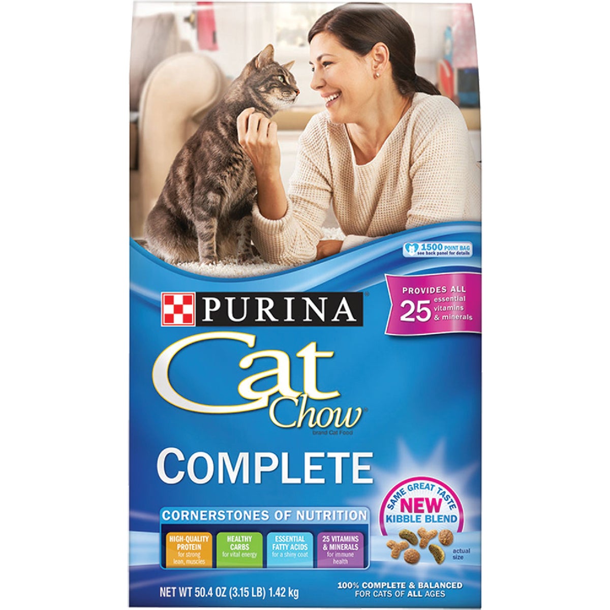 Cat Chow Purina 178575 Purina Cat Chow Complete Balance 3.15 Lb. Kibble Blend All Ages Dry Cat Food 178575