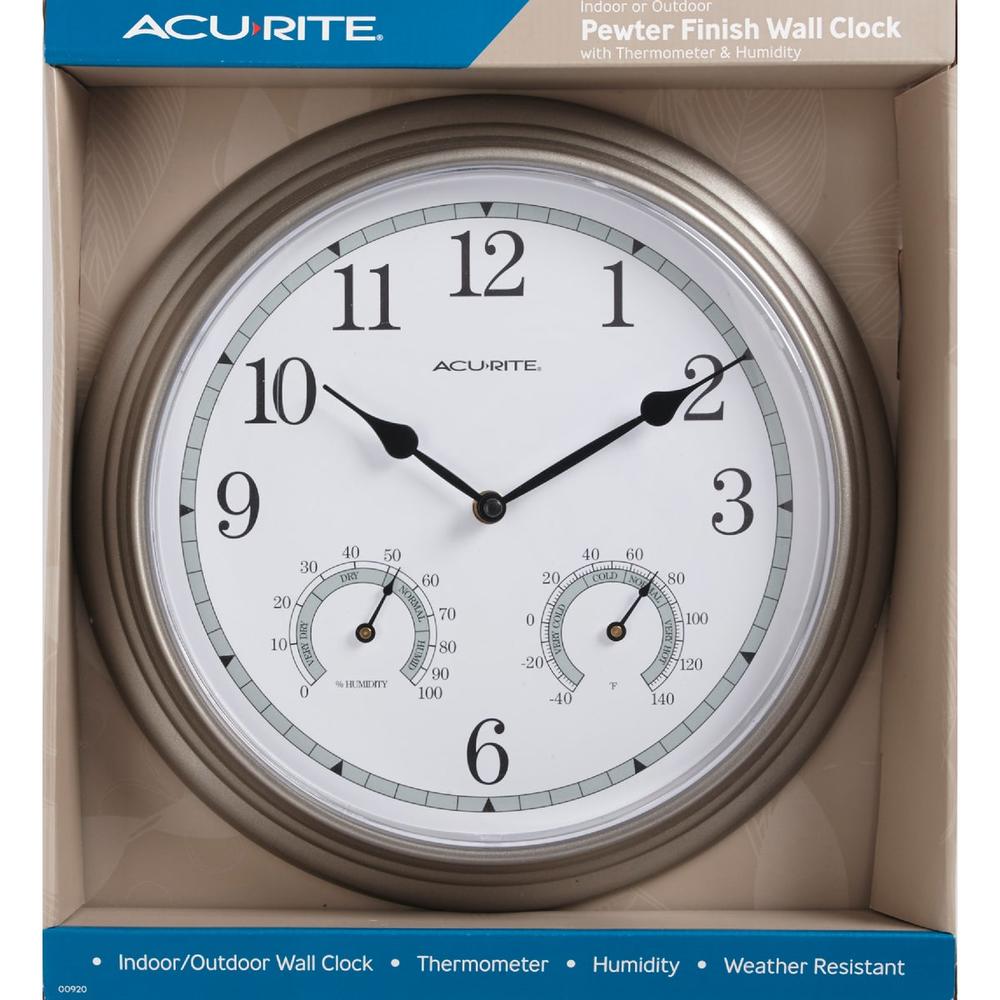 Acurite 00920A3 Acurite 13.5" Metal Indoor/Outdoor Clock Thermometer 00920A3 Pack of 2
