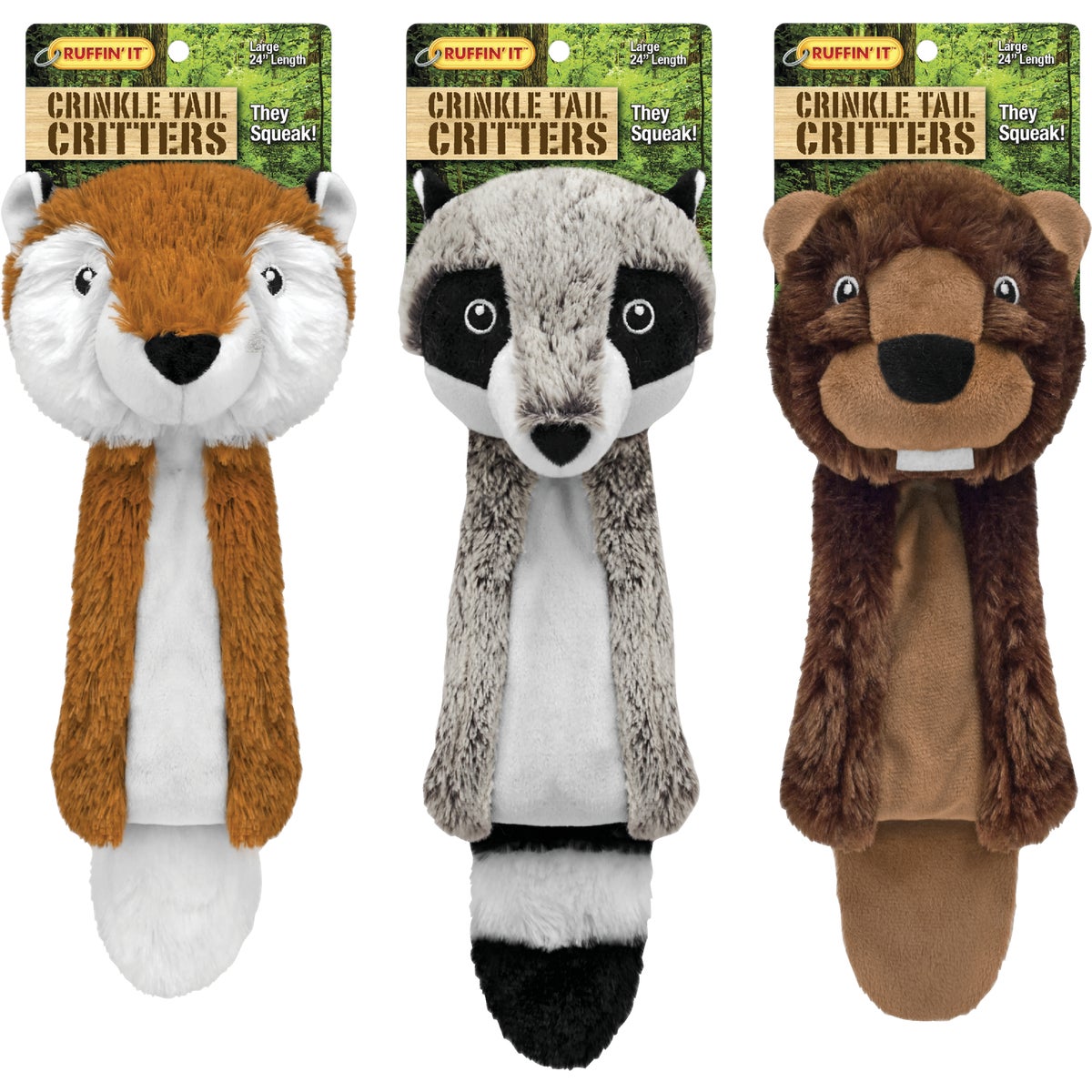 Ruffin' It Westminster Pet 16319 Westminster Pet Ruffin' it Crinkle Tail Critters 24 In. Squeaky Fox Dog Toy 16319