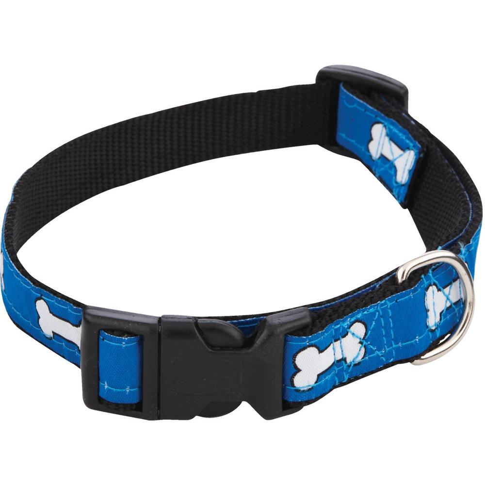 Ruffin' It Westminster Pet 39942 Westminster Pet Ruffin' it Adjustable 14 In. to 20 In. Nylon Bone Print Dog Collar 39942
