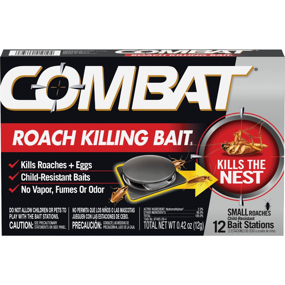 Source Kill Max Combat DIA 41910 Combat Source Kill Max 0.42 Oz. Solid Small Roach Bait Station (12-Pack) DIA 41910