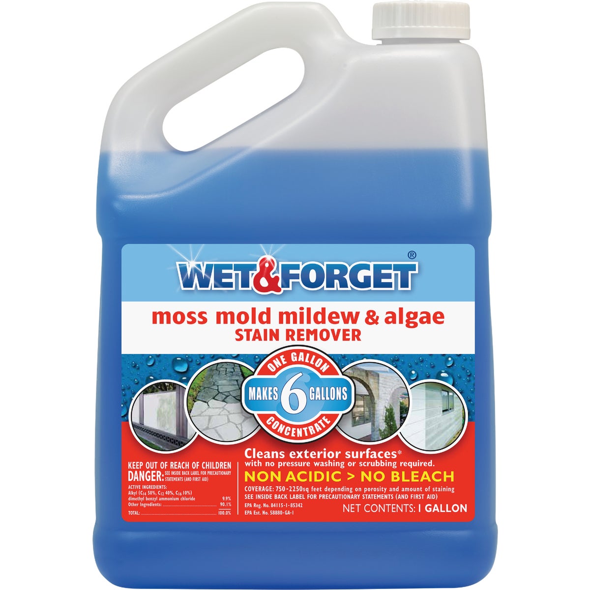 Wet & Forget 800128 Wet & Forget 1 Gal. Liquid Concentrate Moss, Mold, Mildew, & Algae Stain Remover 800128