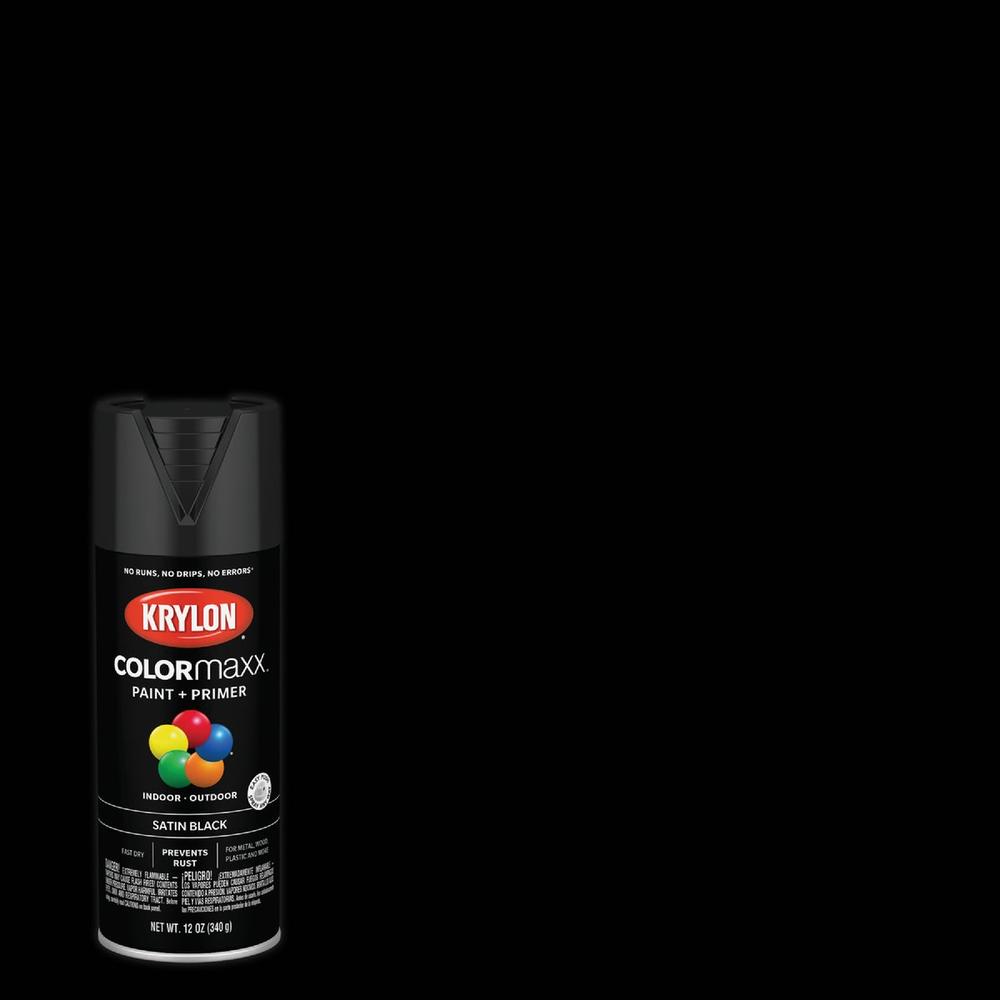 ColorMaxx Krylon K05557007 Krylon ColorMaxx12 Oz. Satin Spray Paint, Black K05557007