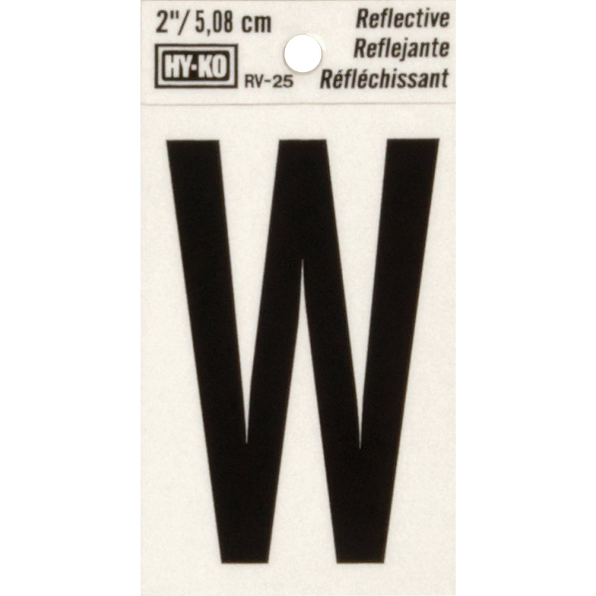 Hy-Ko Products Hy-Ko RV-25/W Hy-Ko Vinyl 2 In. Reflective Adhesive Letter, W RV-25/W Pack of 10