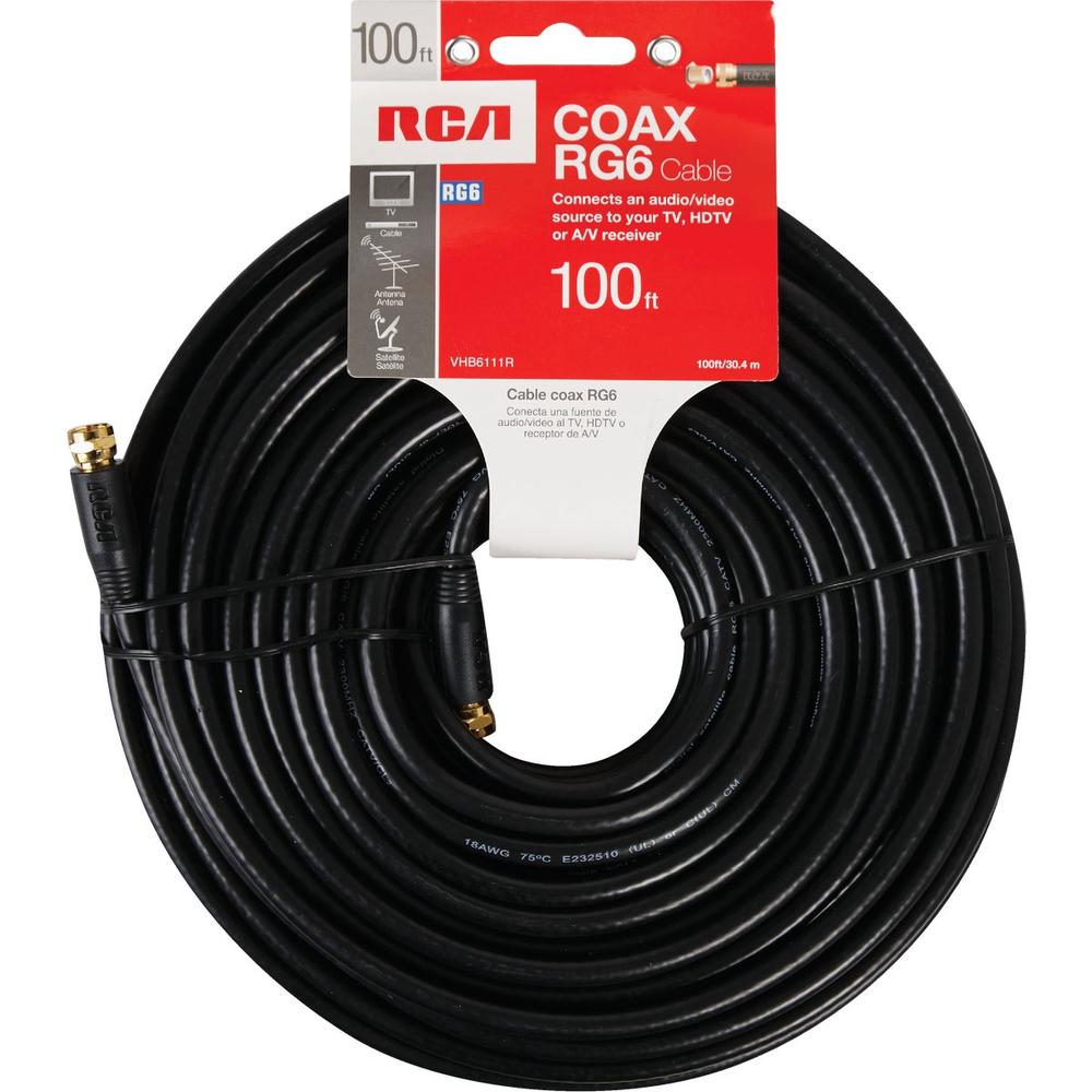 RCA VHB6111R RCA 100 Ft. Black Digital RG6 Coaxial Cable Coaxial Cable VHB6111R