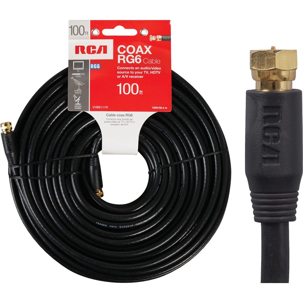 RCA VHB6111R RCA 100 Ft. Black Digital RG6 Coaxial Cable Coaxial Cable VHB6111R