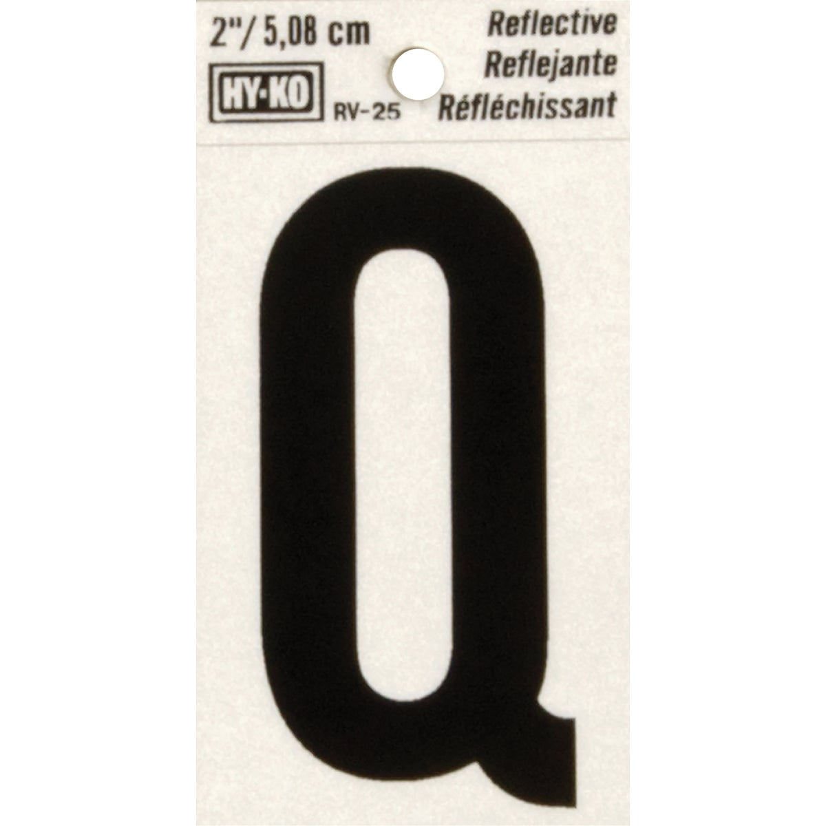 Hy-Ko Products Hy-Ko RV-25/Q Hy-Ko Vinyl 2 In. Reflective Adhesive Letter, Q RV-25/Q Pack of 10