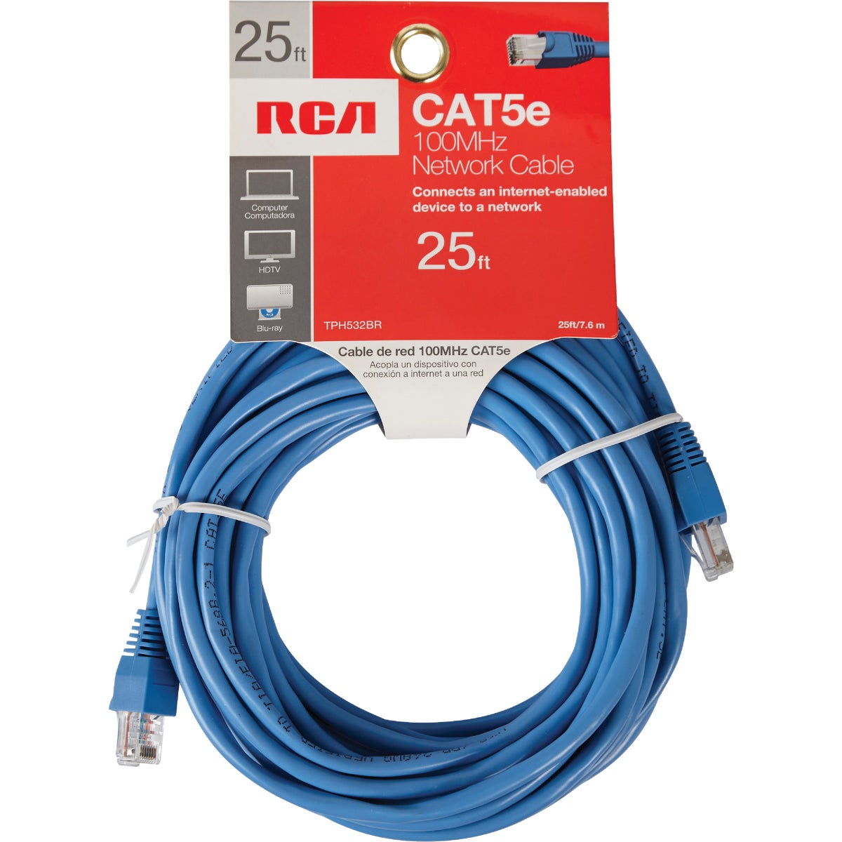 RCA TPH532BR RCA 25 Ft. CAT-5 Blue Network Cable TPH532BR