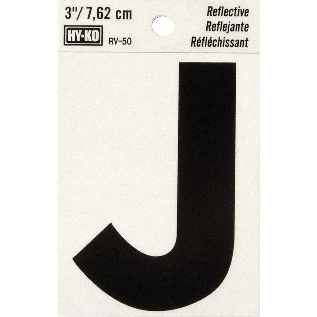 Hy-Ko Products Hy-Ko RV-50J Hy-Ko Vinyl 3 In. Reflective Adhesive Letter, J RV-50J Pack of 10