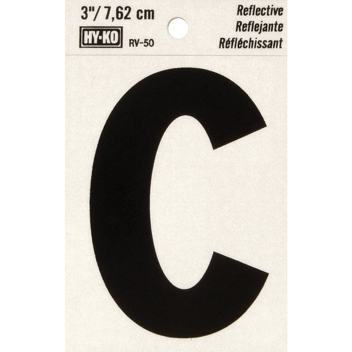 Hy-Ko Products Hy-Ko RV-50C Hy-Ko Vinyl 3 In. Reflective Adhesive Letter, C RV-50C Pack of 10