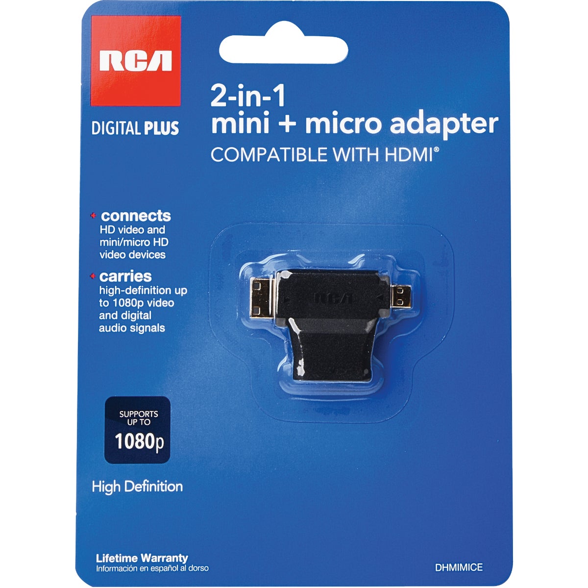 RCA DHMIMICE RCA 2-In-1 HDMI Female to HDMI Mini/Micro HDMI Adapter DHMIMICE