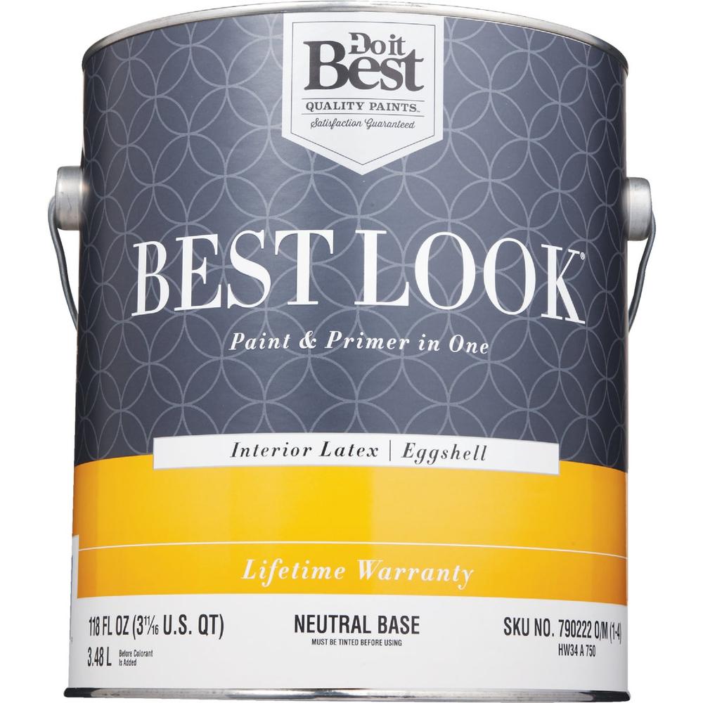 Best Look SIM Supply, Inc. HW34A0750-16 Best Look Latex Premium Paint & Primer In One Eggshell Interior Wall Paint, Neutral Base, 1 Gal. H