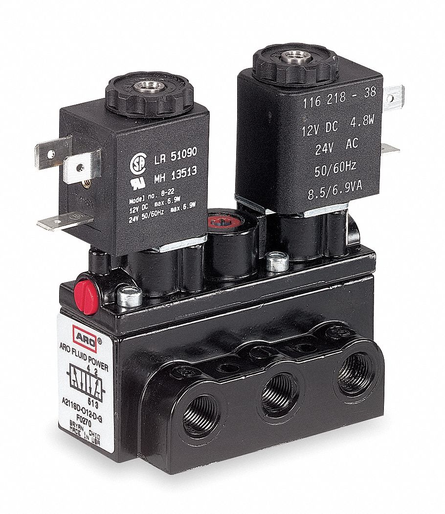 Aro A312SD-120-A Aro Solenoid Air Control Valve: 120V AC, Solenoid / Solenoid, 1/4 in Pipe Size, 50 to 150 psi  A312SD-120-A