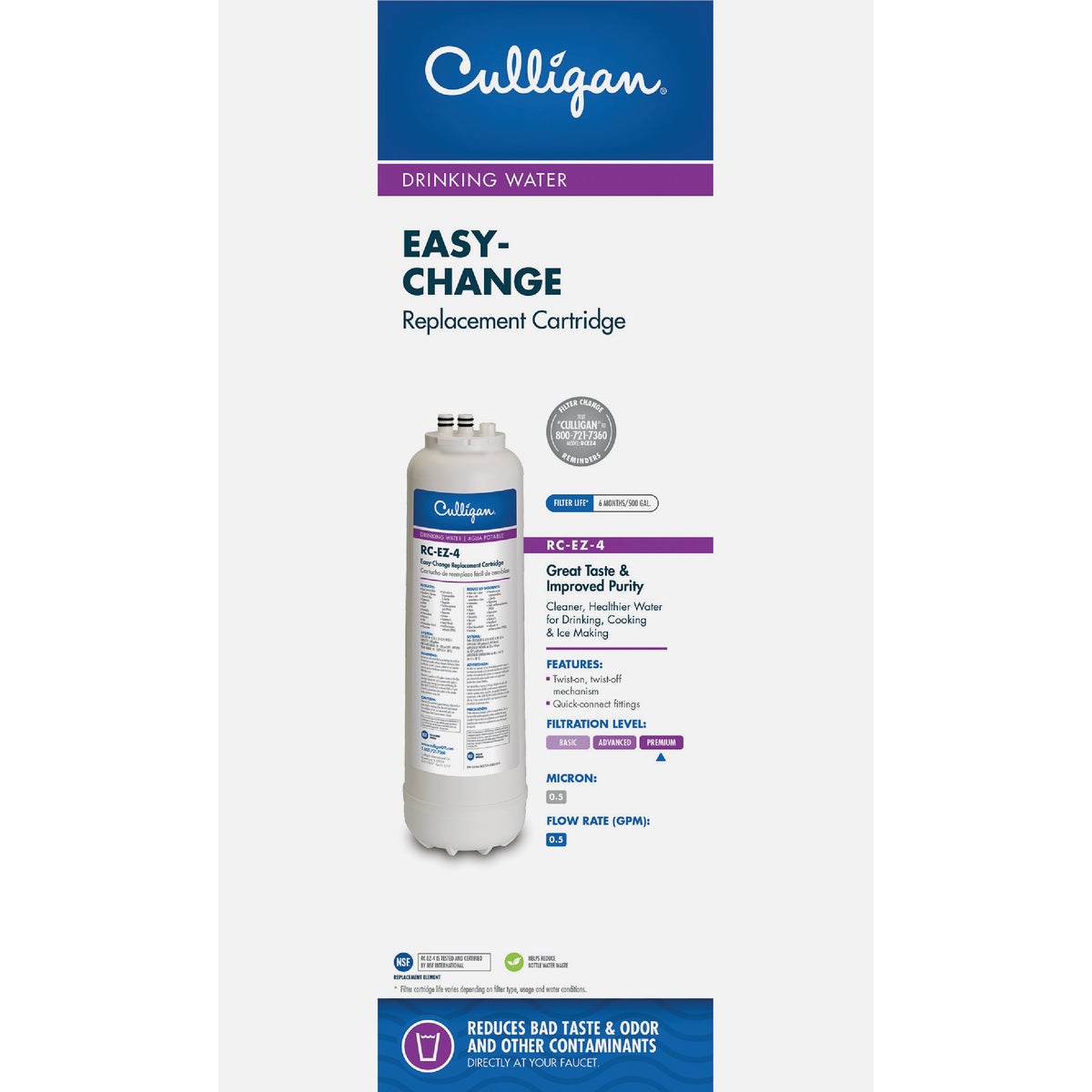 Culligan RC-EZ-4 Culligan Easy-Change 4 Icemaker & Refrigerator Water Filter Cartridge RC-EZ-4