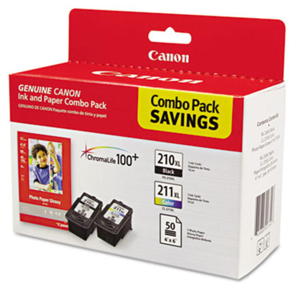 Canon Usa, Inc. 2973B004 2973B004 (PGI-210XL/CL-211XL) High-Yield Ink/Paper Combo, Black/Tri-Color