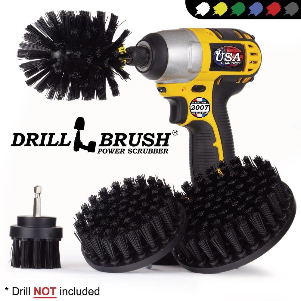Drillbrush K-S-542O-QC-DB Drillbrush BBQ Grill Cleaning Ultra Stiff Black Drill Brush (4 Piece) K-S-542O-QC-DB