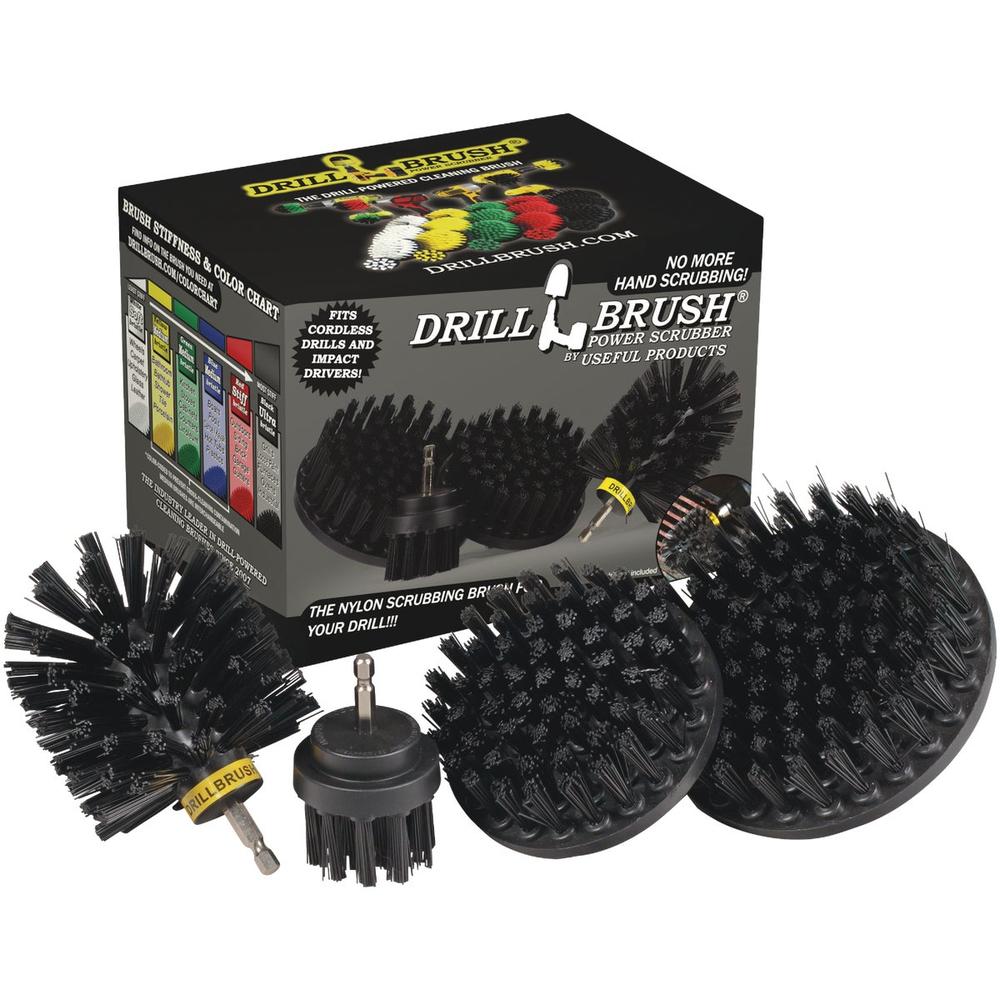 Drillbrush K-S-542O-QC-DB Drillbrush BBQ Grill Cleaning Ultra Stiff Black Drill Brush (4 Piece) K-S-542O-QC-DB