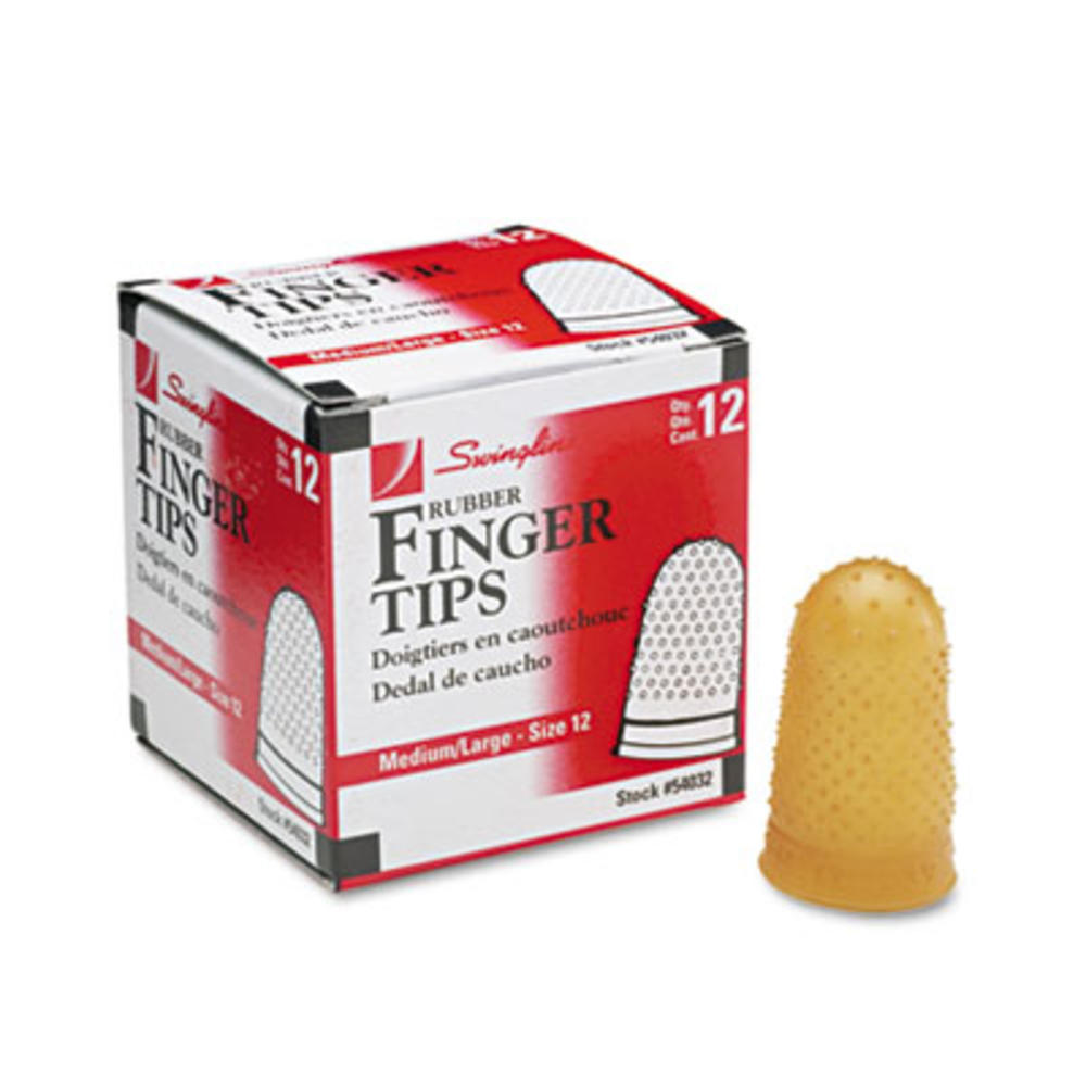 Swingline ACCO BRANDS, INC. S7054032C Swingline® Rubber Finger Tips, 12 (medium-Large), Amber, Dozen S7054032C