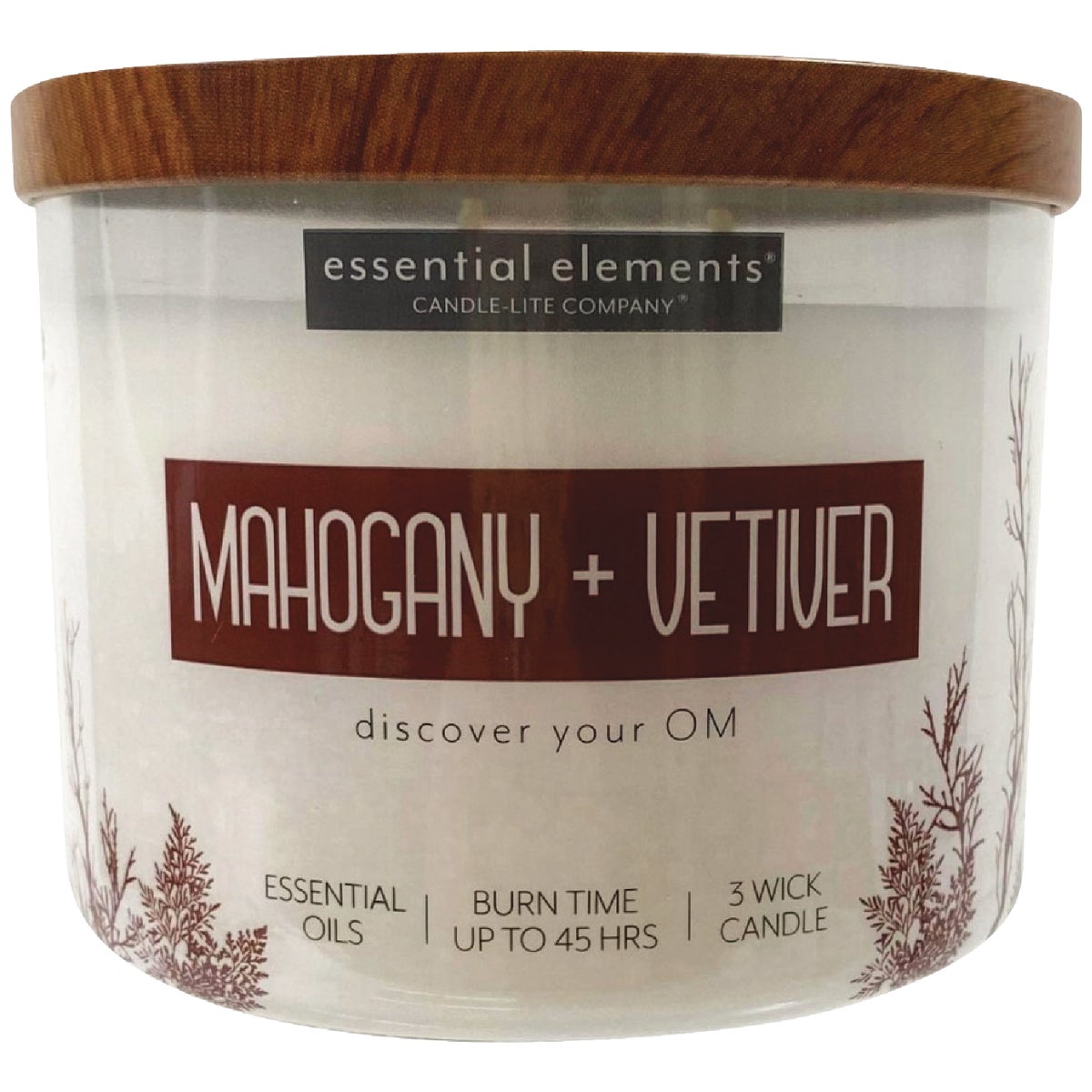 Essential Elements Candle Lite 4574293 Candle Lite Essential Elements 14.75 Oz. Mahogany & Vetiver Jar Candle with Lid 4574293