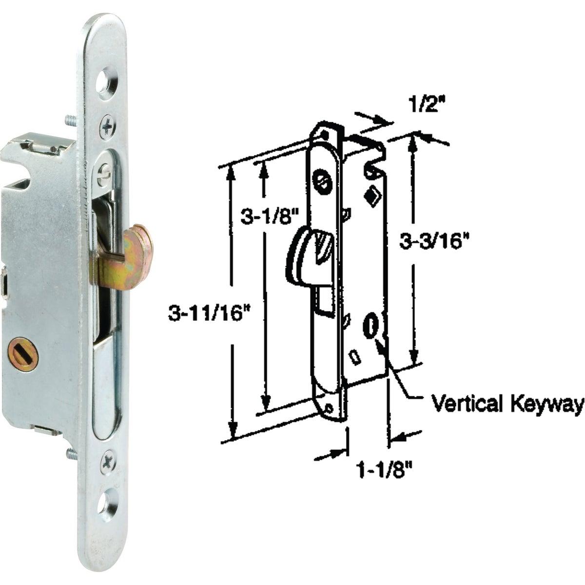 PRIME-LINE E 2164 Prime-Line Steel Mortise Patio Door Lock with Mounting Bracket E 2164