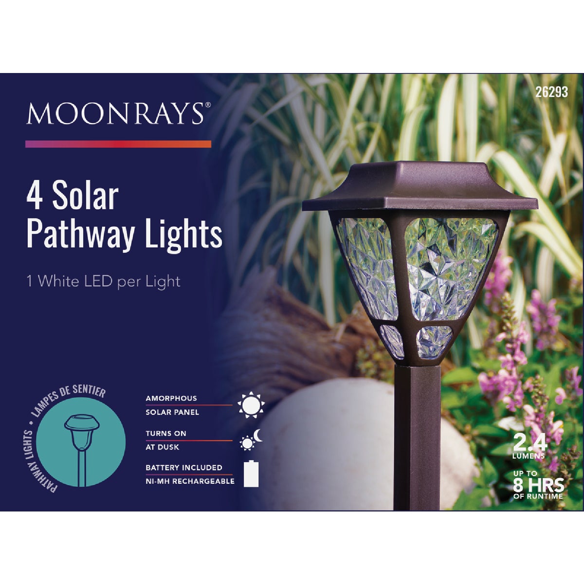 Moonrays 26293 Moonrays Bronze 2.4 Lumens Plastic Solar Path Light with Textured Lens (4-Pack) 26293