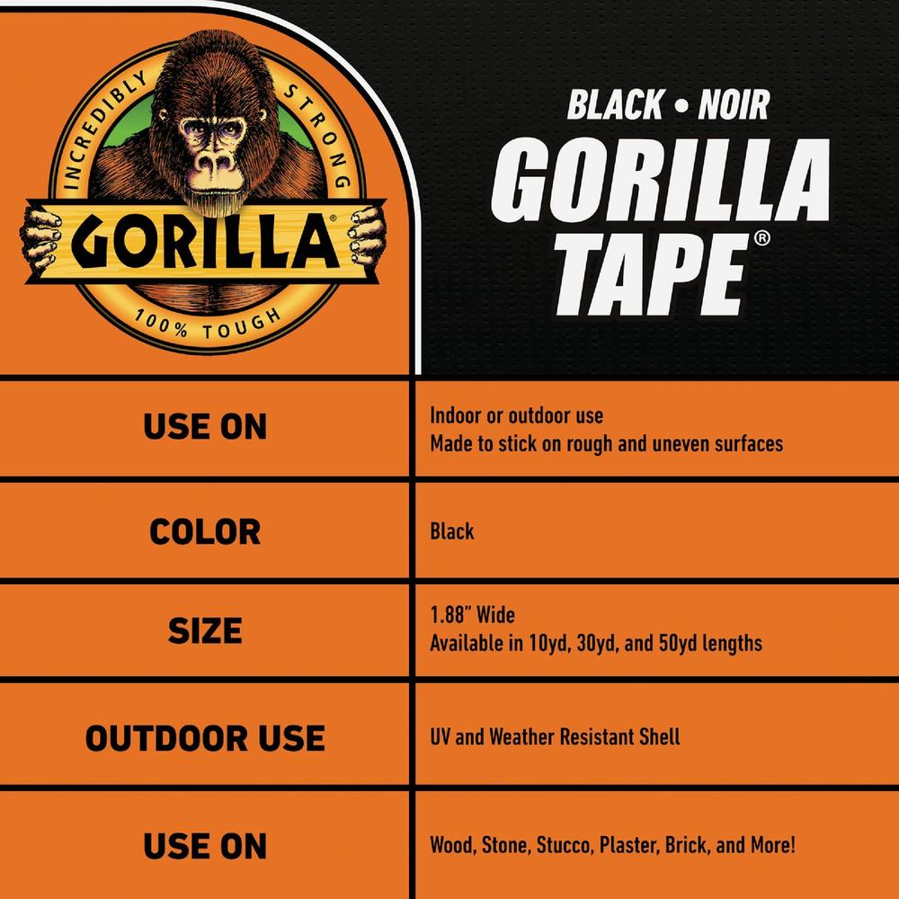 Gorilla 108084 Gorilla 1.88 In. x 50 Yd. Heavy-Duty Duct Tape, Black 108084