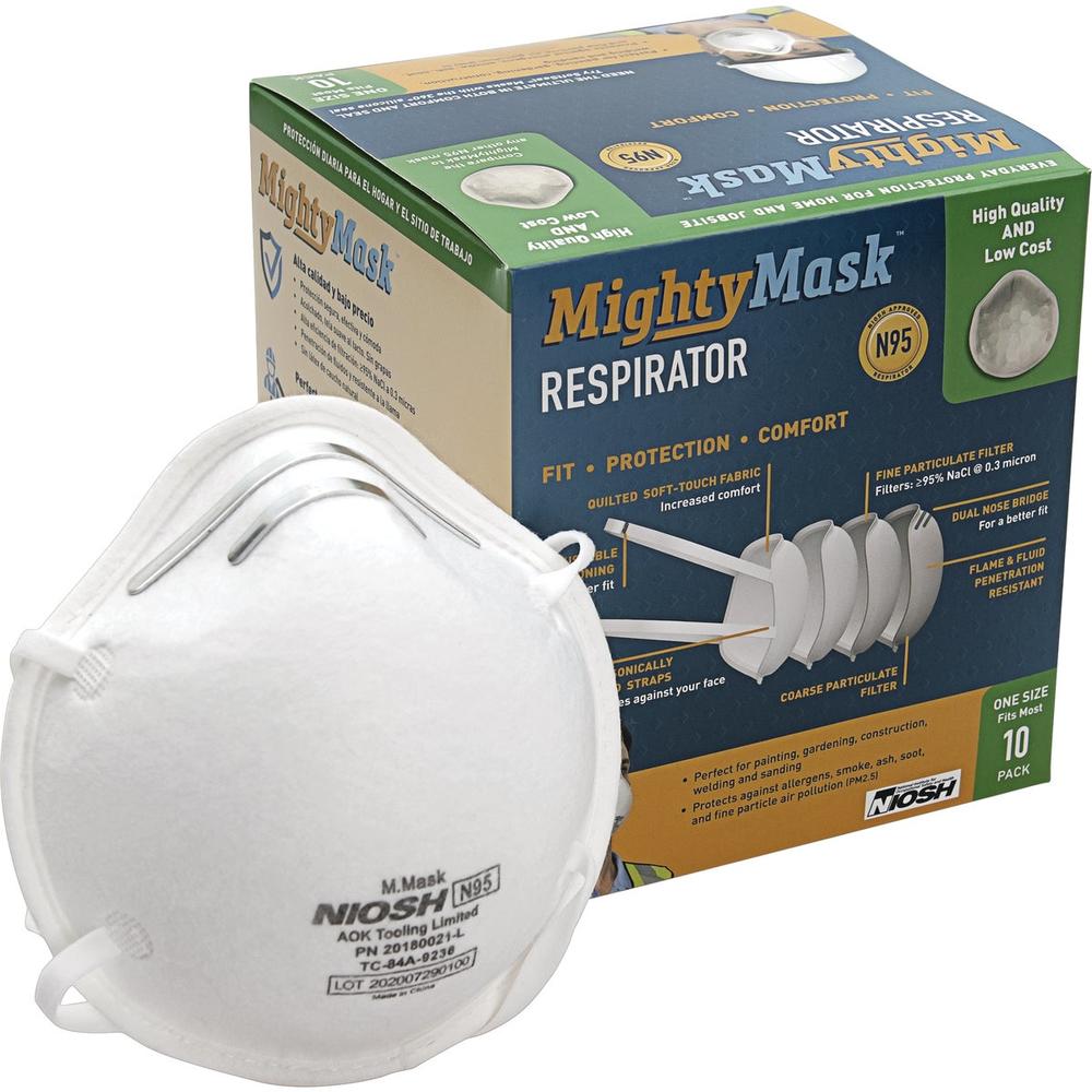 Mighty Mask 16-90195 Mighty Mask Disposable N95 Face Mask (10-Pack) 16-90195