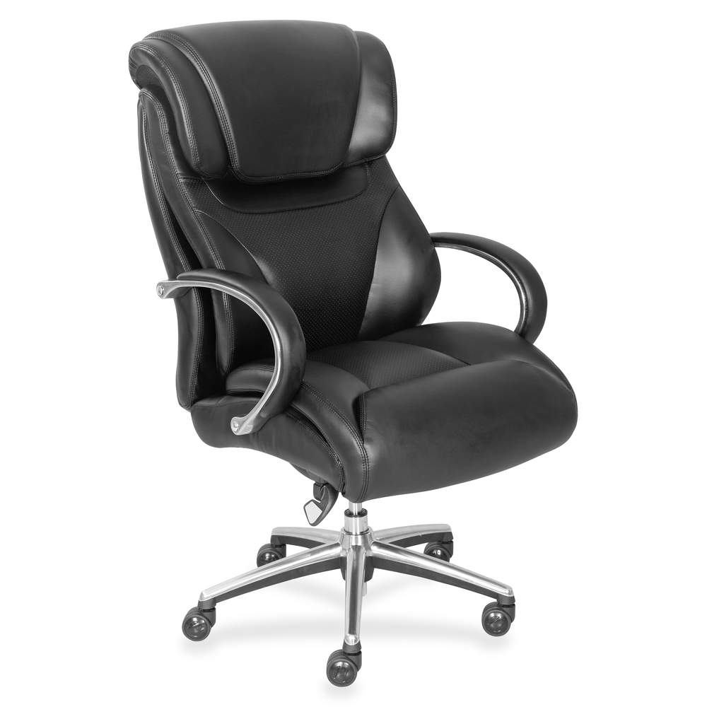 La-Z-Boy 48080 La-Z-Boy Executive Chair - Faux Leather Seat - Faux Leather Back - Mid Back - Black - 1 Each