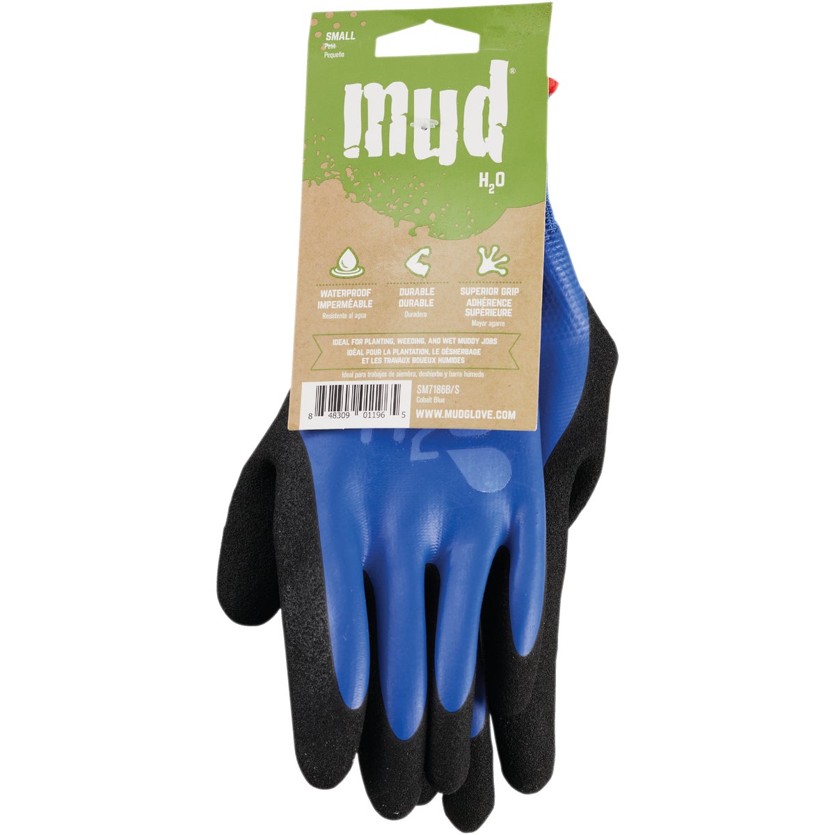 Mud SM7186B/S Mud H2O Women's Small Latex Coated Polyester Cobalt Blue Garden Glove SM7186B/S